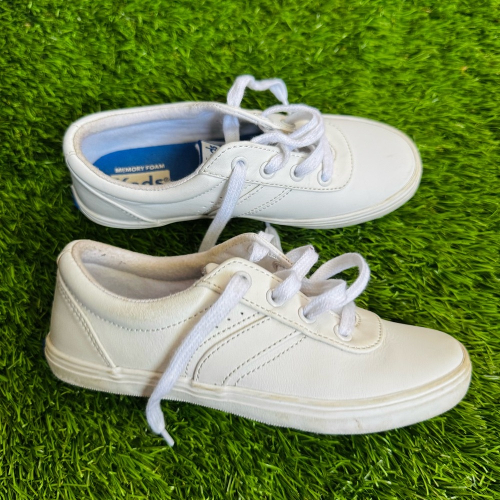 Keds (Kids) White Leather Riley Sneakers - Picture 7 of 10